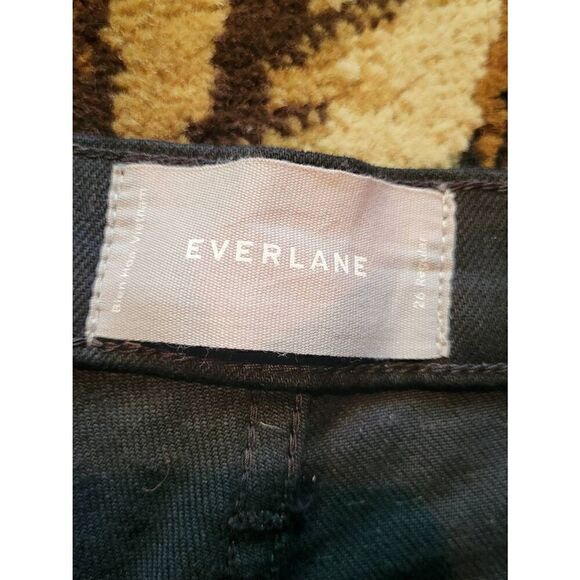 Everlane Kick Crop Jeans Coated True Black Raw Hem Women's 26 - Picture 5 of 6